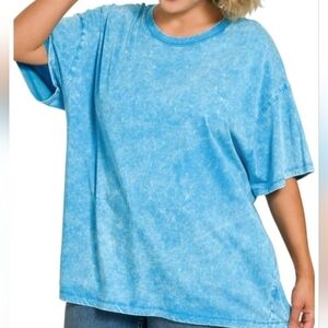 New Zenana Deep Sky Washed Cotton Top